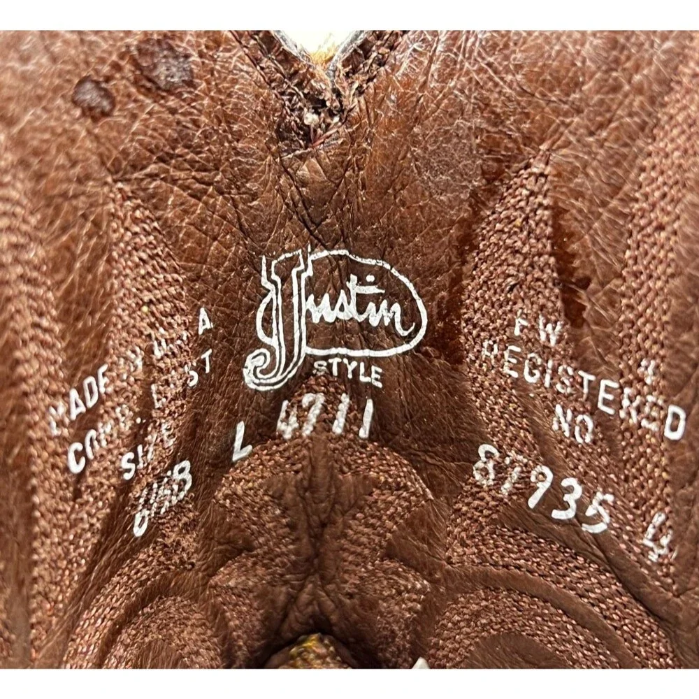 Vtg JUSTIN Cowgirl Boots Teju Lizard Leather Size 6.5B Western Rodeo USA #L4711